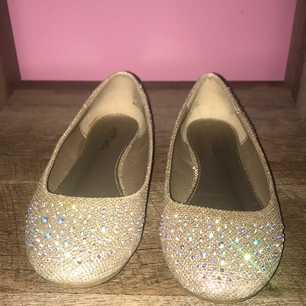 Champagne rose gold rhinestoned flats